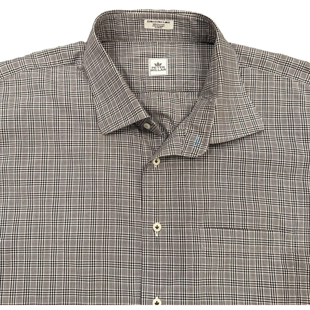 Peter Millar MS12D25 Men XXL Plaid Cotton Button Down Shirt Made Turkey